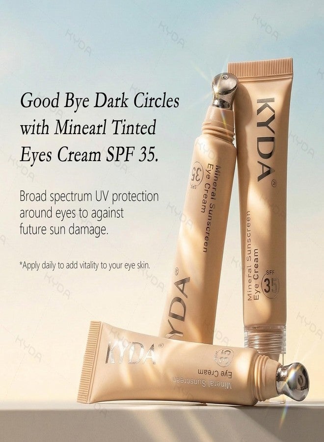 KYDA Mineral Eye Cream, Tined Eye Cream Color Corrector, 3-in-1 Anti-Aging Eye Cream for Dark Circle and Fine Lines, SPF 35, Tan - Image 4