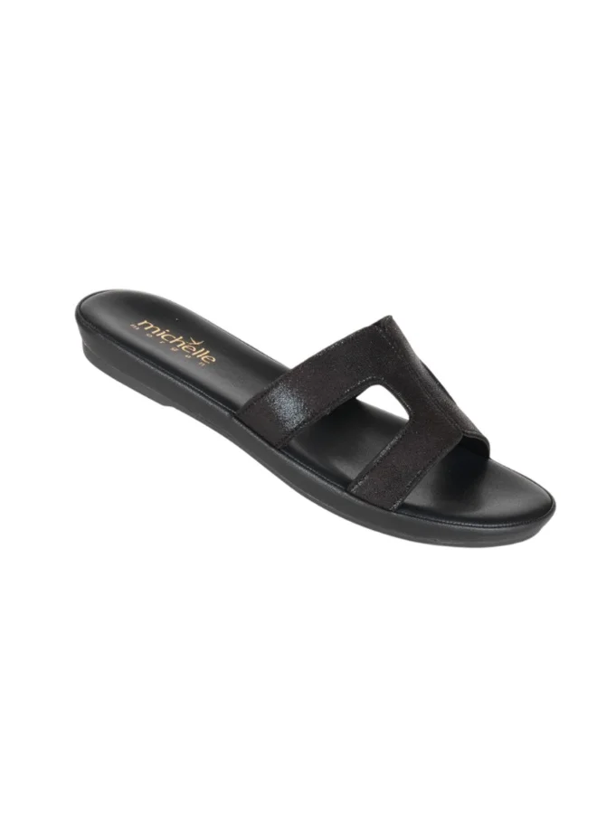 ميشيل مورجان صنادل ميشيل مورغان نسائية مسطحة سهلة الارتداء أسود