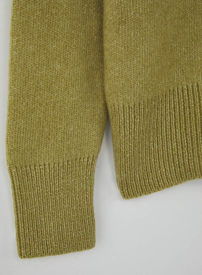 trendyol Wardrobe Essentials Fat Green Wool Blend Wide Fit Soft Textured Knitwear Sweater | - Image 5