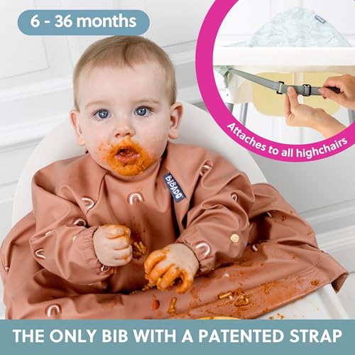 bibado بيبادو - مريلة أطفال بأكمام طويلة - للأطفال من 6 إلى 36 شهرًا - مريلة للرضاعة الذاتية - سهلة التنظيف، ناعمة ومقاومة للماء - Image 2