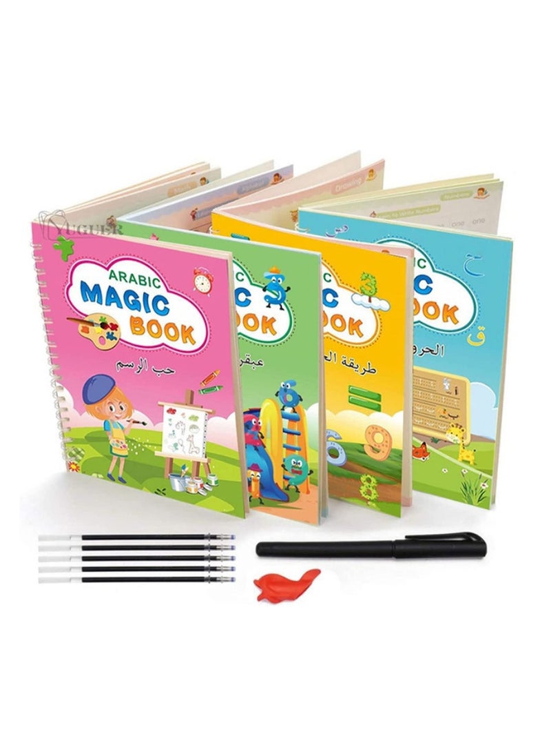 DubaiGallery 4pcs Reusable Groove Writing Book Arabic Alphabet Letters Writing Book Calligraphy Practice Toy for Kids New  - Image 2