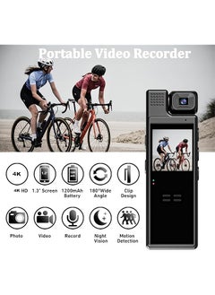 erorex Digital Voice Recorder With 180° Rotating Lens Camera 4K Video Audio Recording Body Cameras 128G Camcorder With Night Vision For Personal Civilians Police Law Enforcement 128G  - Image 4