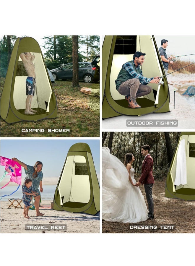 EHOME Pop Up Shower Tent, Portable Privacy Camping Changing Tent, Camp Toilet Bathroom Pod with Rain Shelter & Windows, UPF 50+ & Waterproof,Green - Image 4