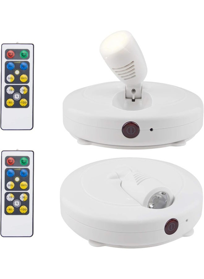 HONWELL Wireless LED Spotlights 2 Pack Accent Lights Puck Lights with 2 Remote, Indoor Closet/Picture Lights with Rotatable Head, Stick on Artwork Lighting for Paintings Display - Image 1