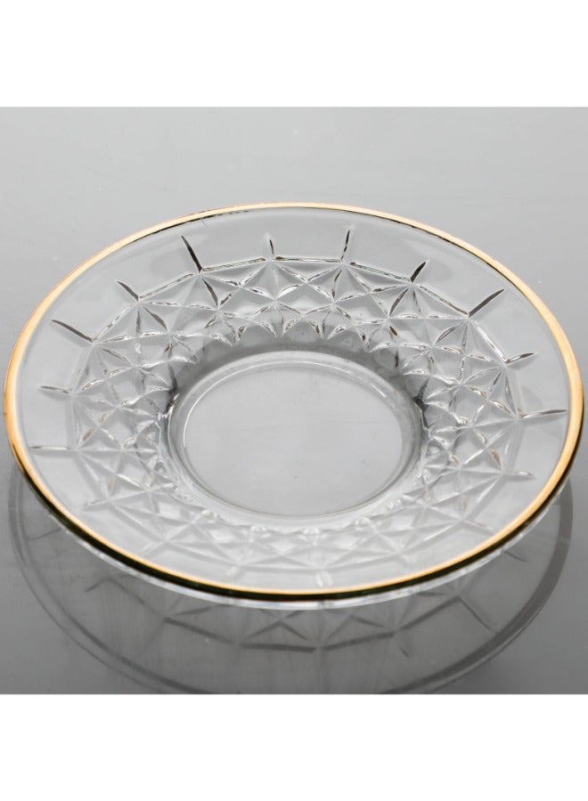 سوليتير طقم بيالات شاي شفافة مصنوعة من الزجاج مكون من 6 بيالات و6 صحون تابعة لها بلون ذهبي - Image 4