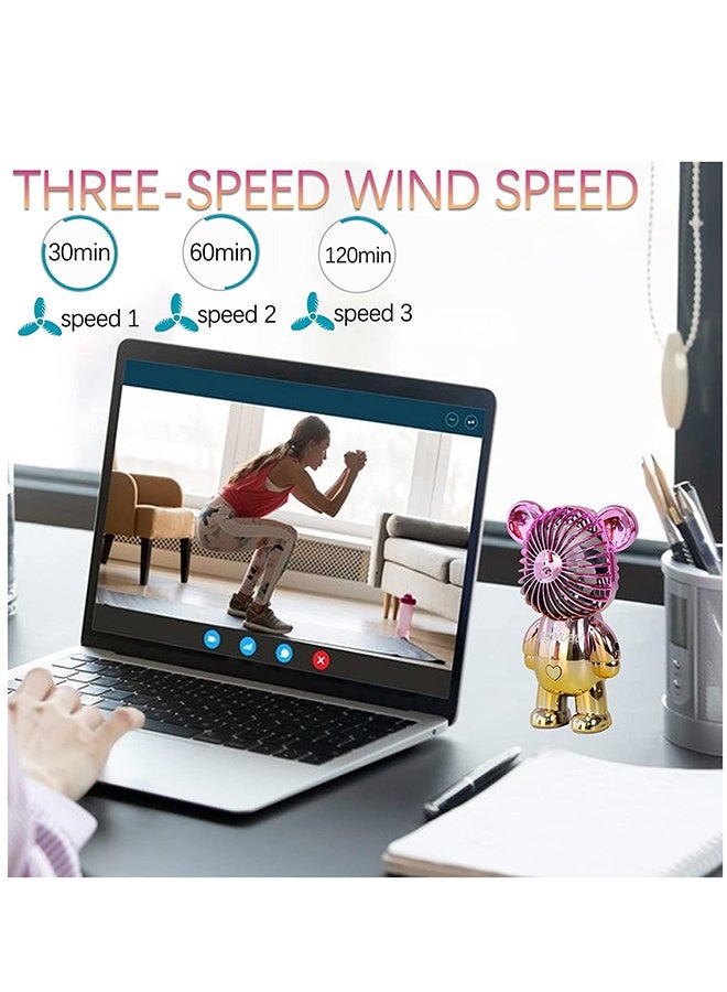 مروحة يدوية صغيرة محمولة مع بطارية قابلة للشحن عبر USB، 3 سرعات، اللون بنفسجي - Image 5