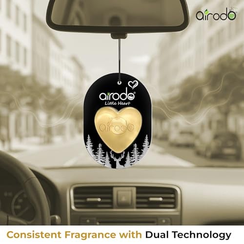 Airodo Little Heart Oud & Musk Car Hanging Perfume Air Freshener Gel | Lasts Upto 30 Days | Car Accessories | For Dashboard, Rearview Mirror & Interior | Toxin-Free | 7.5 ml (Pack of 4) - Image 5