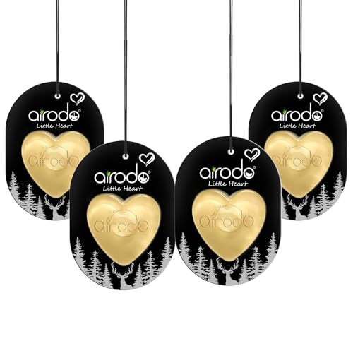 Airodo Little Heart Oud & Musk Car Hanging Perfume Air Freshener Gel | Lasts Upto 30 Days | Car Accessories | For Dashboard, Rearview Mirror & Interior | Toxin-Free | 7.5 ml (Pack of 4) - Image 1