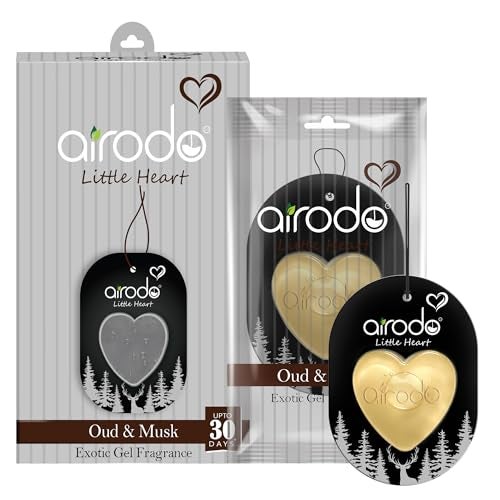 Airodo Little Heart Oud & Musk Car Hanging Perfume Air Freshener Gel | Lasts Upto 30 Days | Car Accessories | For Dashboard, Rearview Mirror & Interior | Toxin-Free | 7.5 ml (Pack of 4) - Image 3