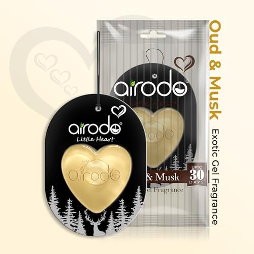 Airodo Little Heart Oud & Musk Car Hanging Perfume Air Freshener Gel | Lasts Upto 30 Days | Car Accessories | For Dashboard, Rearview Mirror & Interior | Toxin-Free | 7.5 ml (Pack of 4) - Image 2