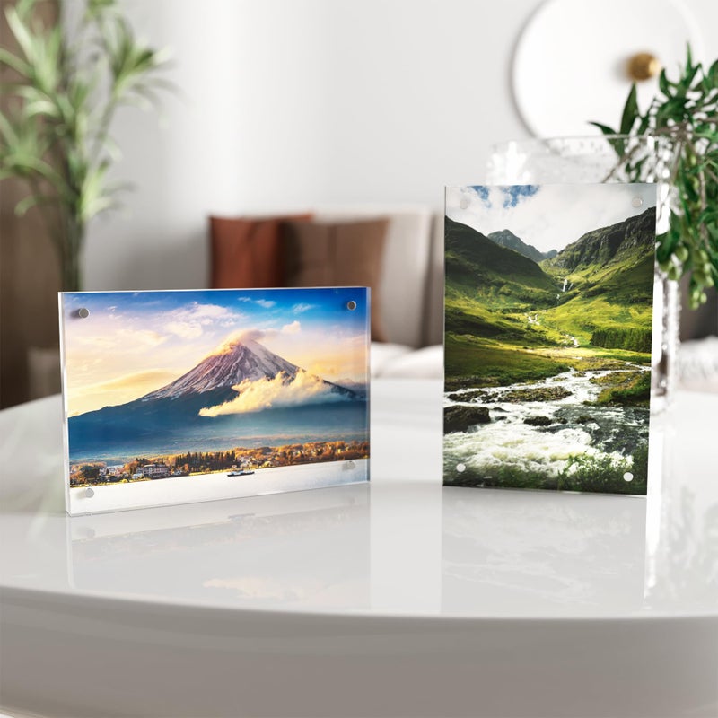 Neatsure 4x6 Acrylic Picture Frame 1 Pack, Clear Freestanding Double Sided Frameless Magnetic Photo Frames, Desktop Display Decor Gift - Image 4