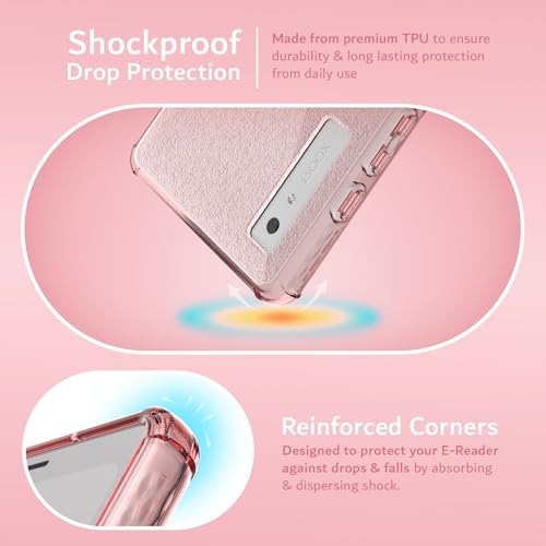 TUDIA SKN Clear Designed for Onyx Boox Palma Case 6.13" Back Cover, [Reinforced Corners] Shockproof Slim Anti-Yellowing Silicone Gel Transparent Back Lightweight Grip TPU Bumper for eReader (Pink) - Image 3