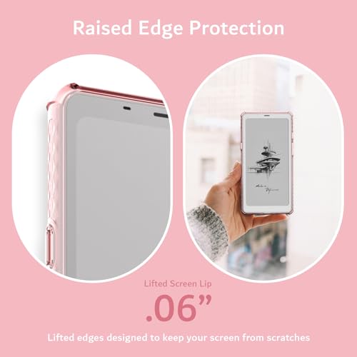 TUDIA SKN Clear Designed for Onyx Boox Palma Case 6.13" Back Cover, [Reinforced Corners] Shockproof Slim Anti-Yellowing Silicone Gel Transparent Back Lightweight Grip TPU Bumper for eReader (Pink) - Image 4
