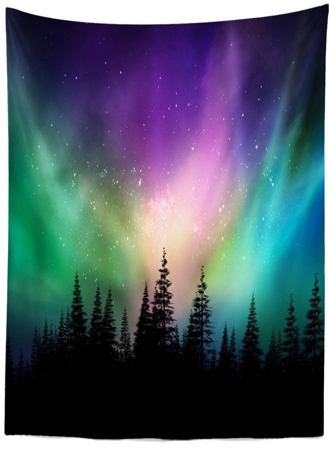 Loccor Northern Lights Tapestry Forest Colorful Aurora Borealis Starry Sky Tapestries Aurora Tapestries Home Bedroom Living Room Decor 60''x40'' - Image 1