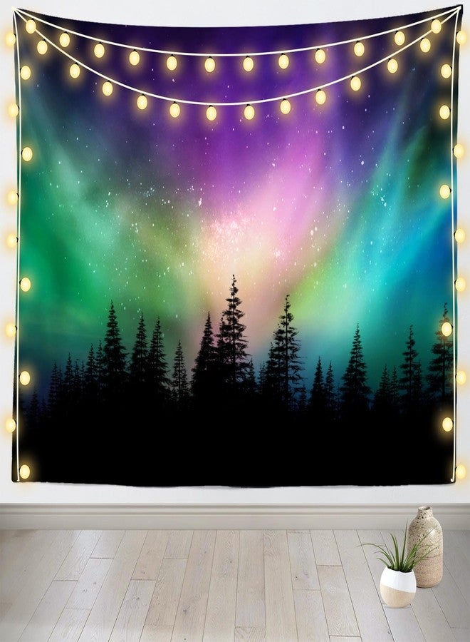 Loccor Northern Lights Tapestry Forest Colorful Aurora Borealis Starry Sky Tapestries Aurora Tapestries Home Bedroom Living Room Decor 60''x40'' - Image 3