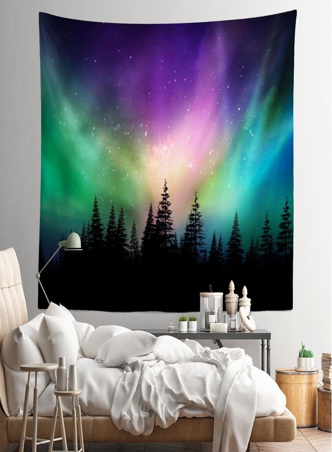 Loccor Northern Lights Tapestry Forest Colorful Aurora Borealis Starry Sky Tapestries Aurora Tapestries Home Bedroom Living Room Decor 60''x40'' - Image 2