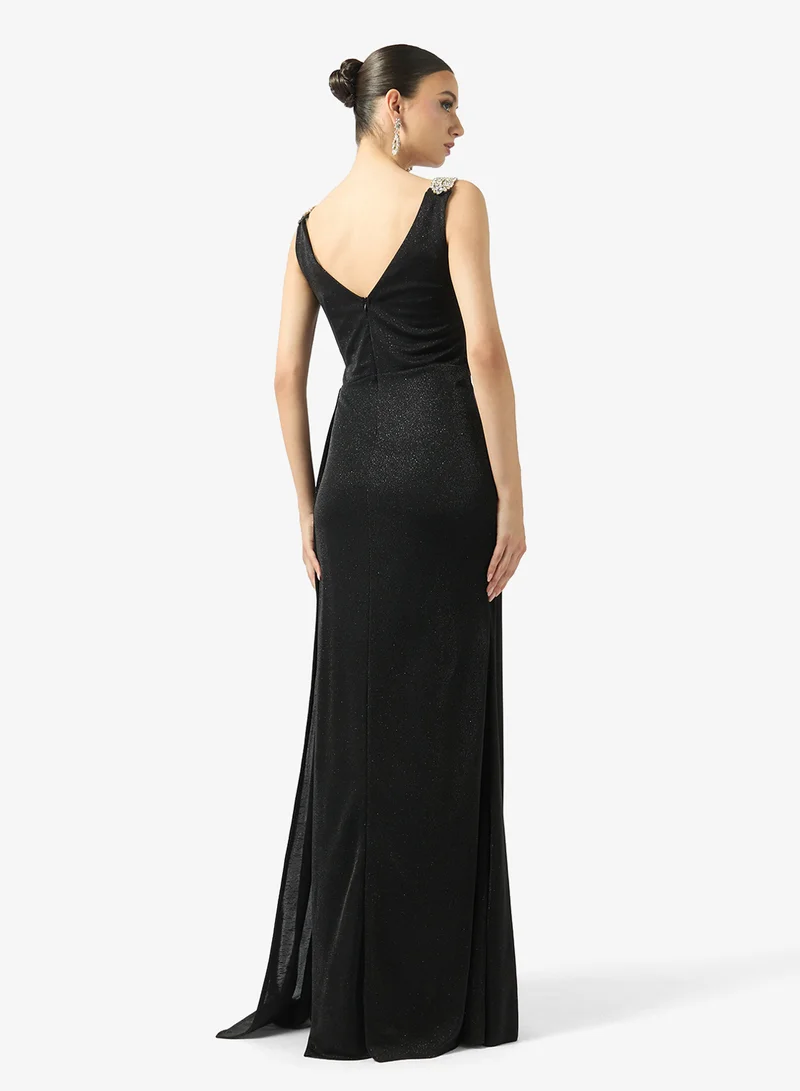 فايور V-Neck Embellished Strap Maxi Dress