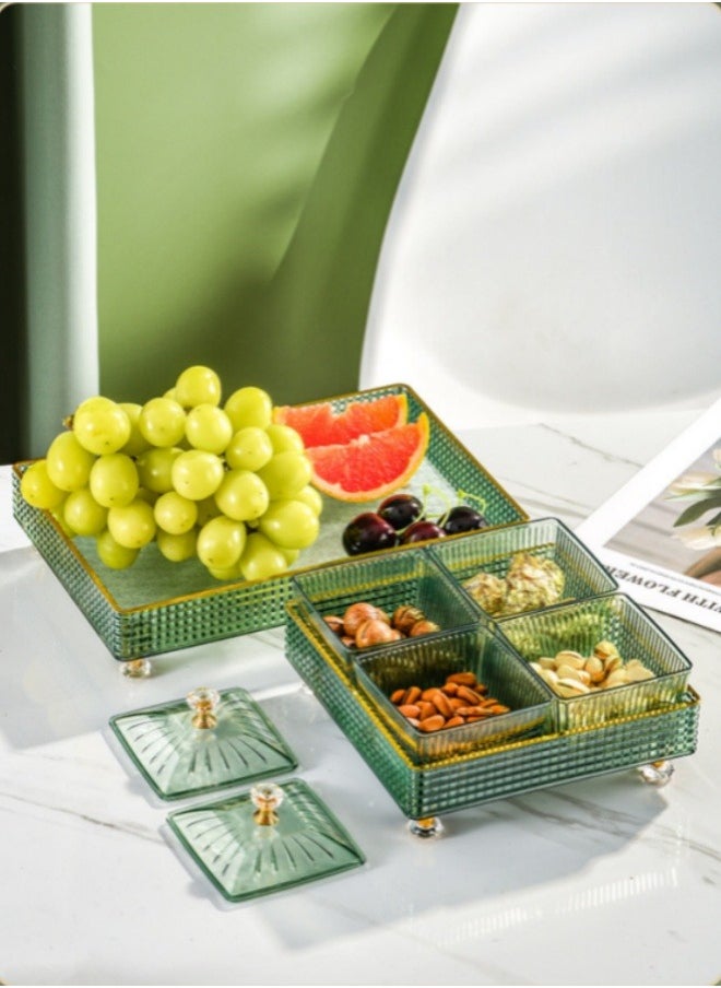 Generic - 4 Candy Food Storage Containers With Lids Airtight Split Sealed Snack Box Covered Dried Fruit Tray Removable Snack Boxes For Nuts Popcorn Dried Fruit Cooked Food (Grey) - Image 1