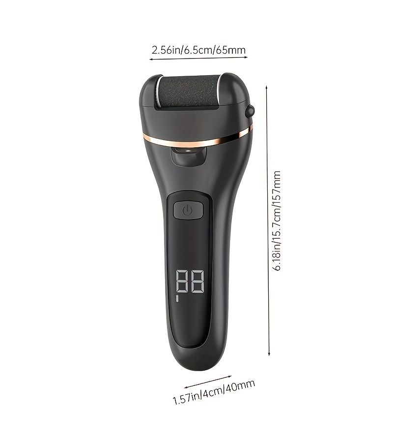 Black Wireless Foot Exfoliator USB Rechargeable Electric Callus Remover with LCD Display - Image 2