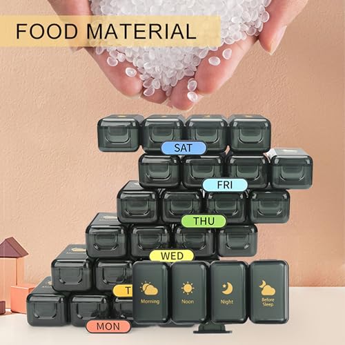 POPCUBE Big Standing Premium Medicine organizer- Medicine organizer box- Medicine Box, 7 days Pill Organizer Box For Home-Pill Case With Large Compartments, Portable for pills & Supplements (Black (Standing)) - Image 4