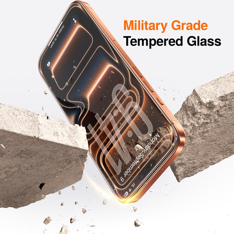 SMARTDEVIL 2 Pack Screen Protector for iPhone 17 Pro, 9H Hardness Military Grade Shatterproof HD Clear Tempered Glass, Easy to Install, Auto Bubble-Free and Dust-Free Box, Case Friendly - Image 3