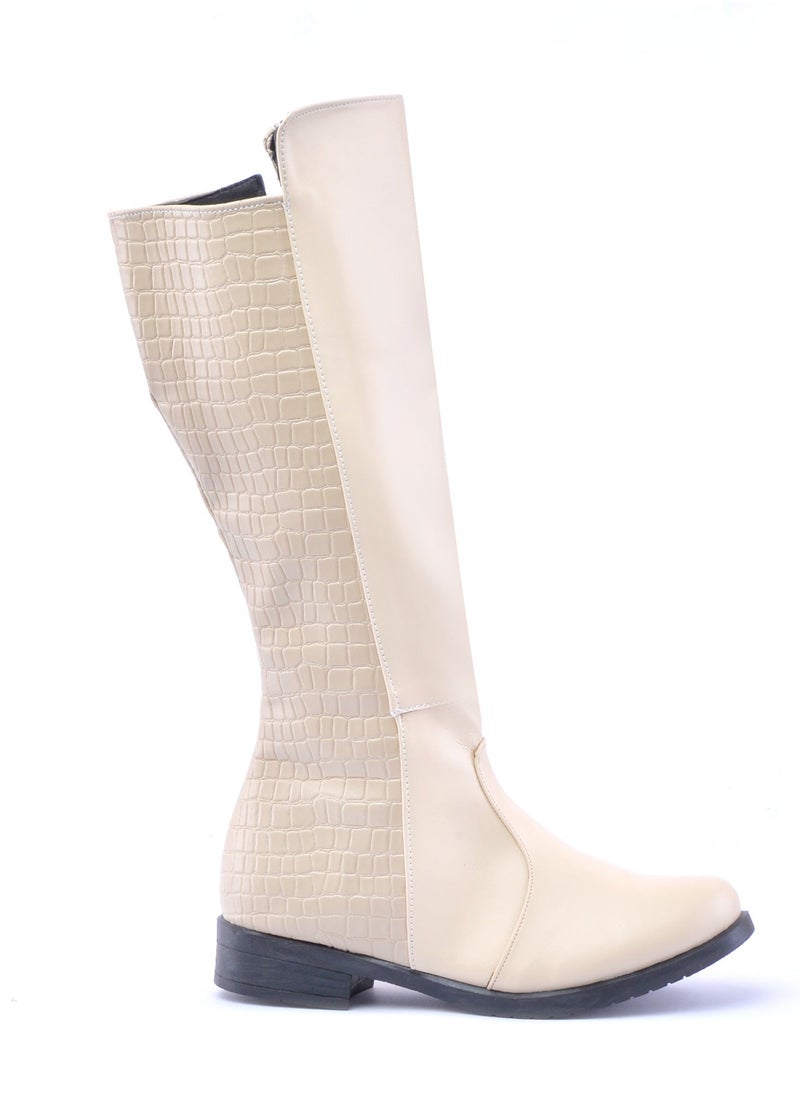 Run  Long Boot Leather CO-2-BEIGE - Image 1