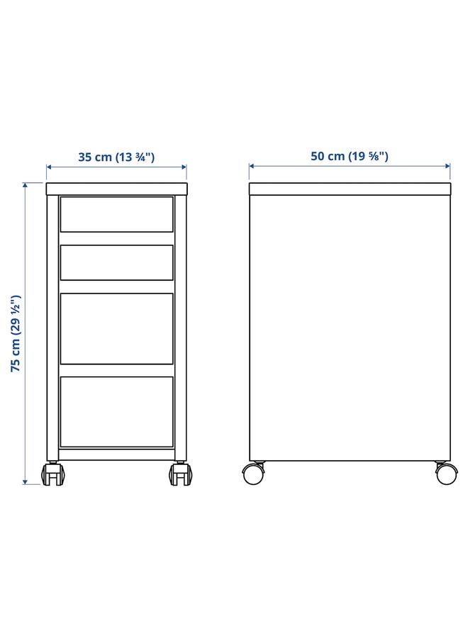 Zaboon Drawer Unit On Castors, Black-Brown, 35X75 Cm - Image 4