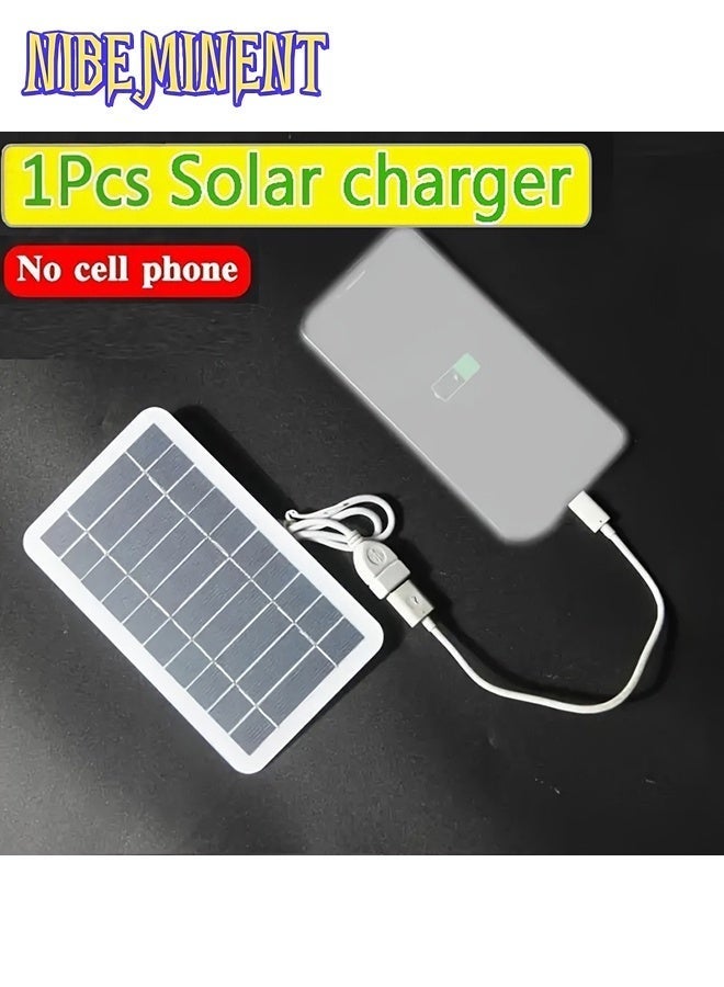 NIBEMINENT [Solar Charger] Portable Solar Panel 1pc 6V 2W | Solar Charger with USB Safe Charge Stabilizer Battery Charger for Power Bank Phone Outdoor Camping Home | Rectangular Solar Panel Lightweight Charger - Image 1