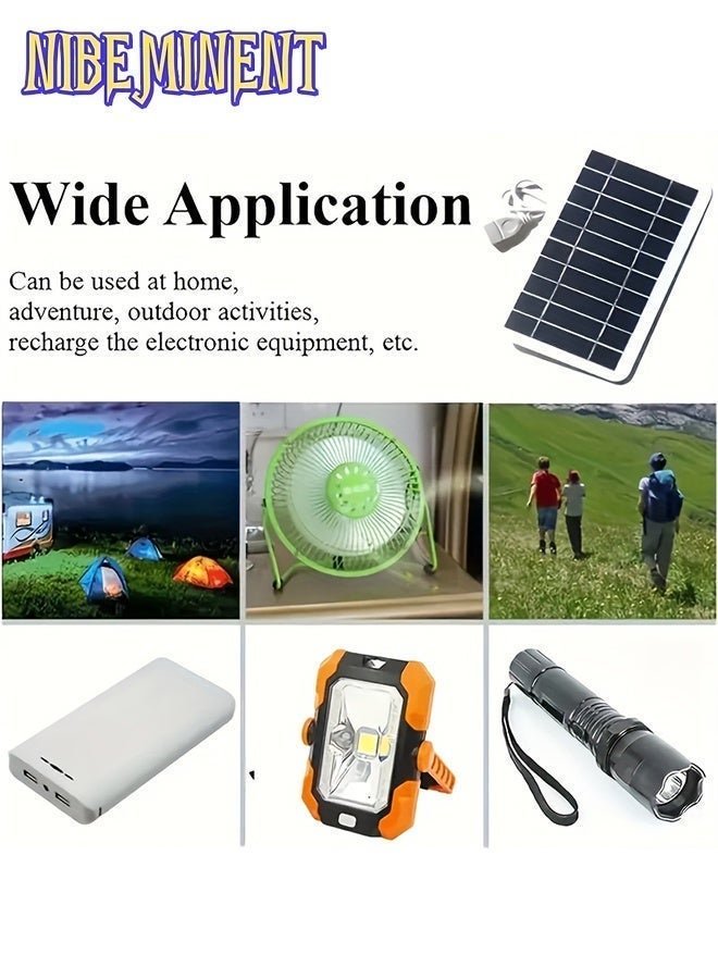 NIBEMINENT [Solar Charger] Portable Solar Panel 1pc 6V 2W | Solar Charger with USB Safe Charge Stabilizer Battery Charger for Power Bank Phone Outdoor Camping Home | Rectangular Solar Panel Lightweight Charger - Image 2