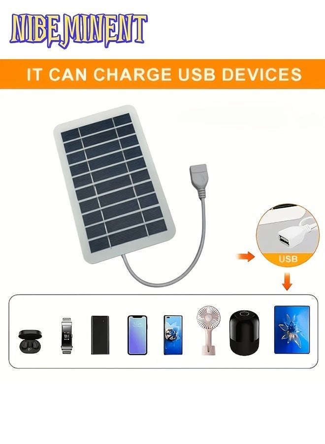 NIBEMINENT [Solar Charger] Portable Solar Panel 1pc 6V 2W | Solar Charger with USB Safe Charge Stabilizer Battery Charger for Power Bank Phone Outdoor Camping Home | Rectangular Solar Panel Lightweight Charger - Image 5