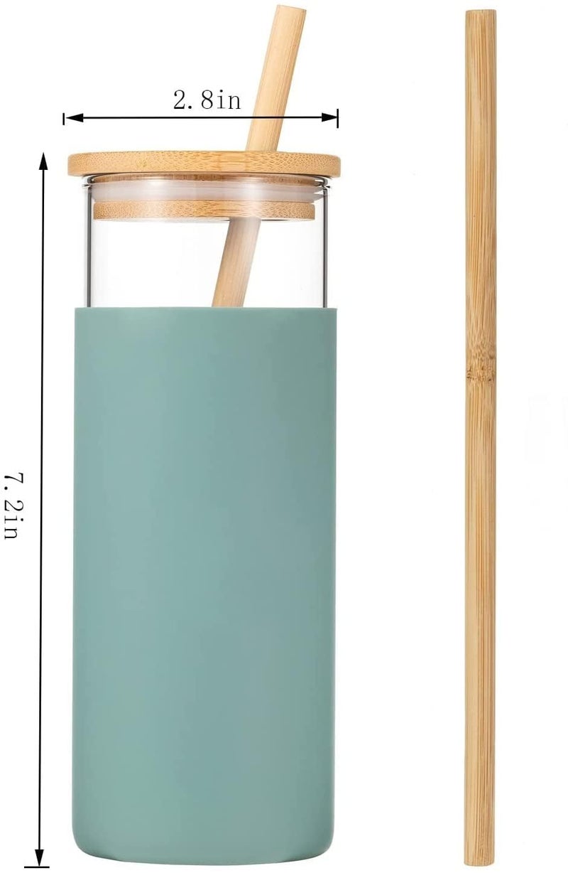 apsara kitchenware Glass Tumbler with Straw Removable Silicone Sleeve Bamboo Lid BPA Free Water Bottle Travel Cup Assorted Colour 250ml - Image 4