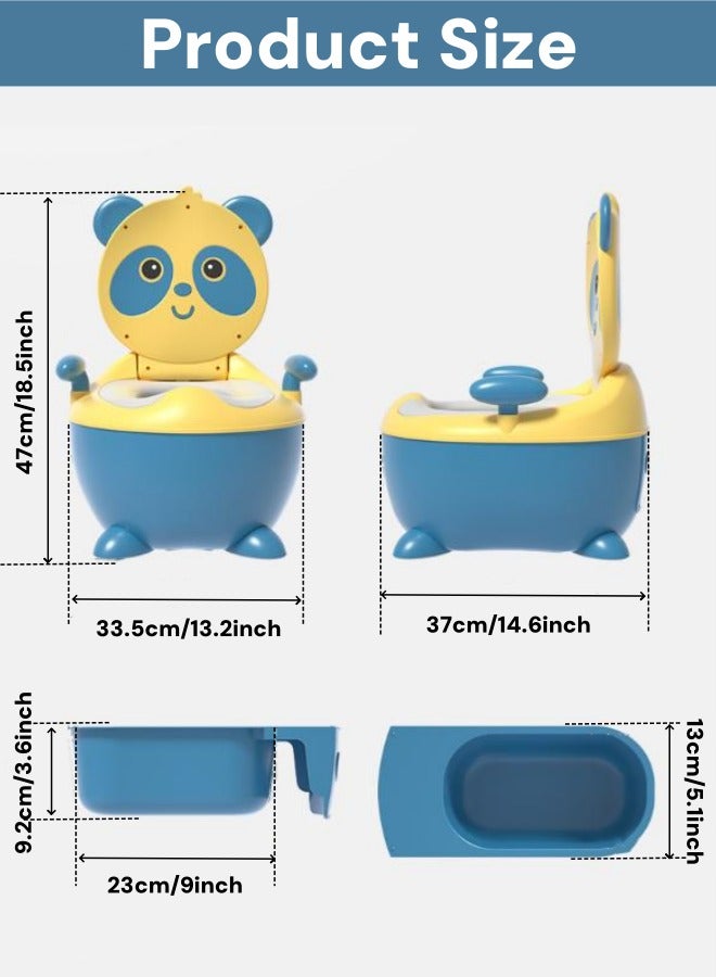 Optico Potty Training Seat, Cute Panda Training Potty System Non-Slip Potty Training Toilet with Splash Guard Kids Potty Chair Toddler Potty Trainer with Drawer-Type Urinal for Toddlers Boys Girls (Yellow + Blue) - Image 2
