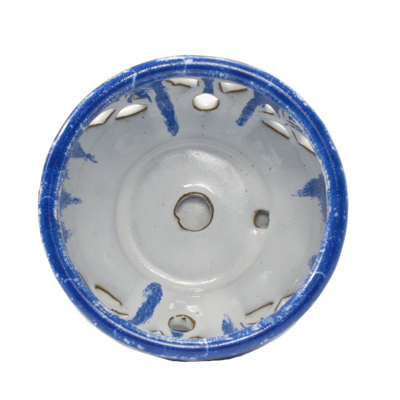 w w W&W Orchid Pot with Holes and Saucer for Repotting and Better Grow, Blue and White, 6.5 Inches - Image 5