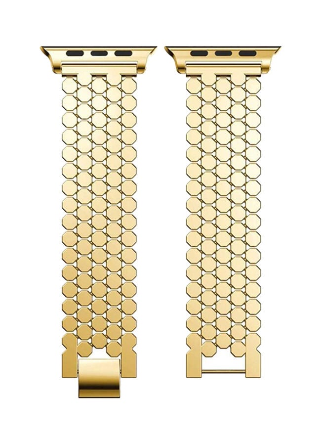 NIBEMINENT Replacement Strap For Apple Watch Series 3/2/1 Gold  - Image 4