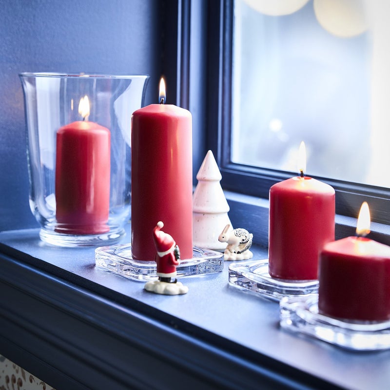 Baitique Four-Piece Unscented Pillar Candle Set in Red, Graduated Heights - Image 2
