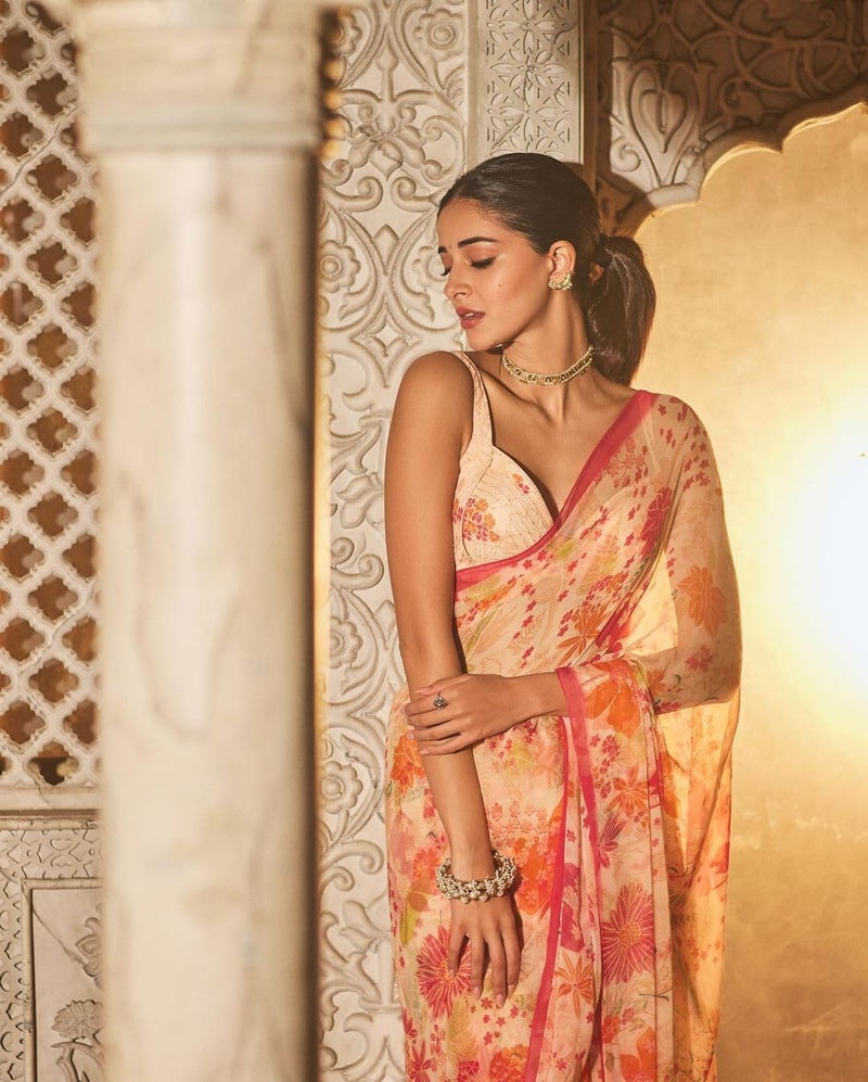 Sidhidata Women's Georgette Floral Printed Saree With Unstitched Blouse Piece (Ananya Flower_Multicolour_Free Size) - Image 5