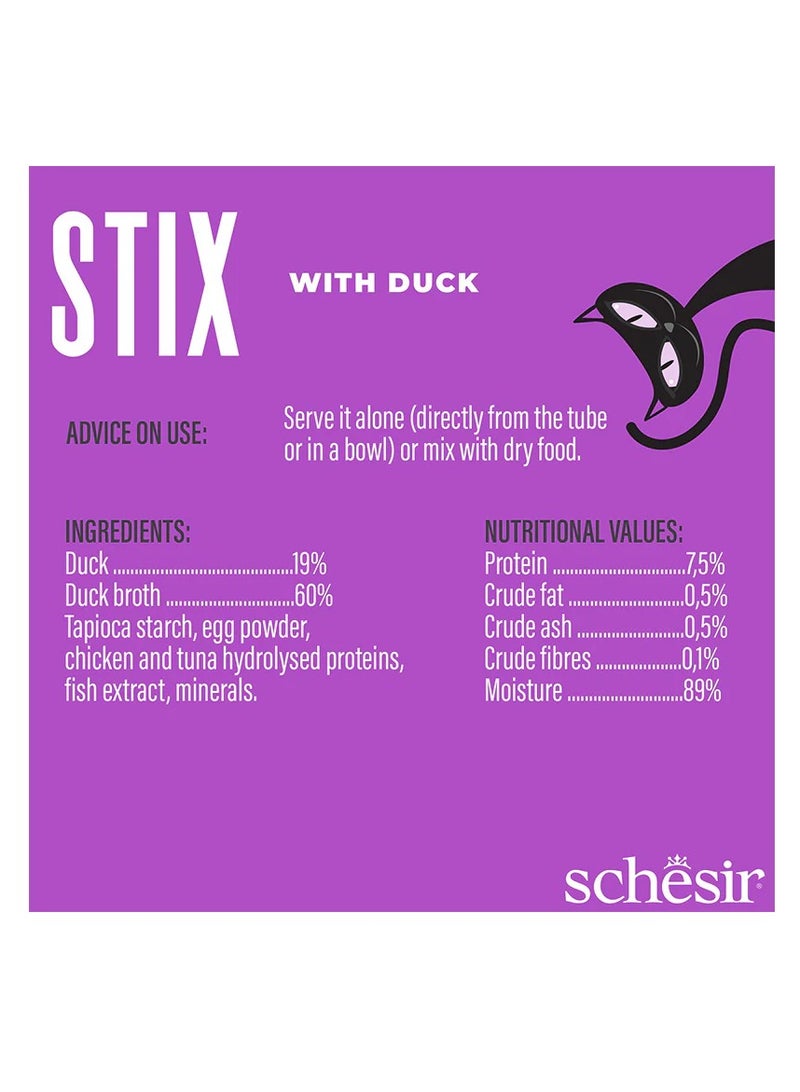 شيسر شيزر ستيكس مكافأة للقطط بالكريمة - بط 6 × 15 جم (عبوة من 12 قطعة) - Image 3