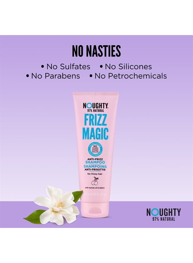 NOUGHTY 97% Natural Frizz Magic Shampoo, Anti Frizz Cleanser for Frizzy and Curly Hair to Smooth and Shine with Marula Oil and Daikon, Sulphate Free Vegan Haircare 250ml - Image 5