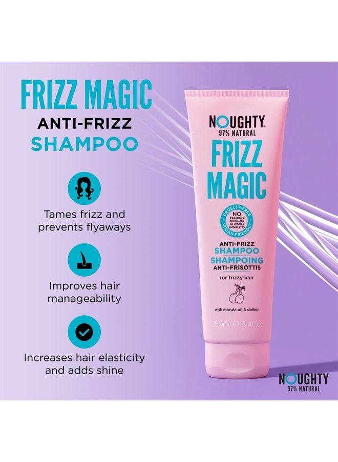 NOUGHTY 97% Natural Frizz Magic Shampoo, Anti Frizz Cleanser for Frizzy and Curly Hair to Smooth and Shine with Marula Oil and Daikon, Sulphate Free Vegan Haircare 250ml - Image 2
