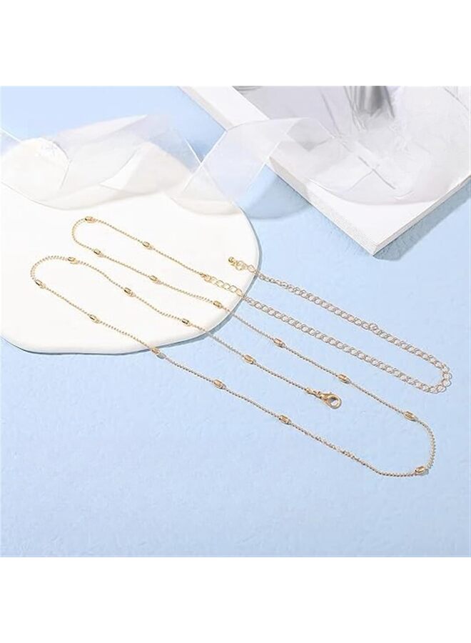 سلسلتان للجسم من قطعتين، سلاسل خصر مرصعة بأحجار الراين من Ocean Jewelry مطلية بالذهب عيار 18 قيراطًا للنساء، سلسلة بطن متعددة الطبقات للخصر، سلسلة خصر متعددة الطبقات قابلة للتعديل للنساء (GLOD) - Image 2