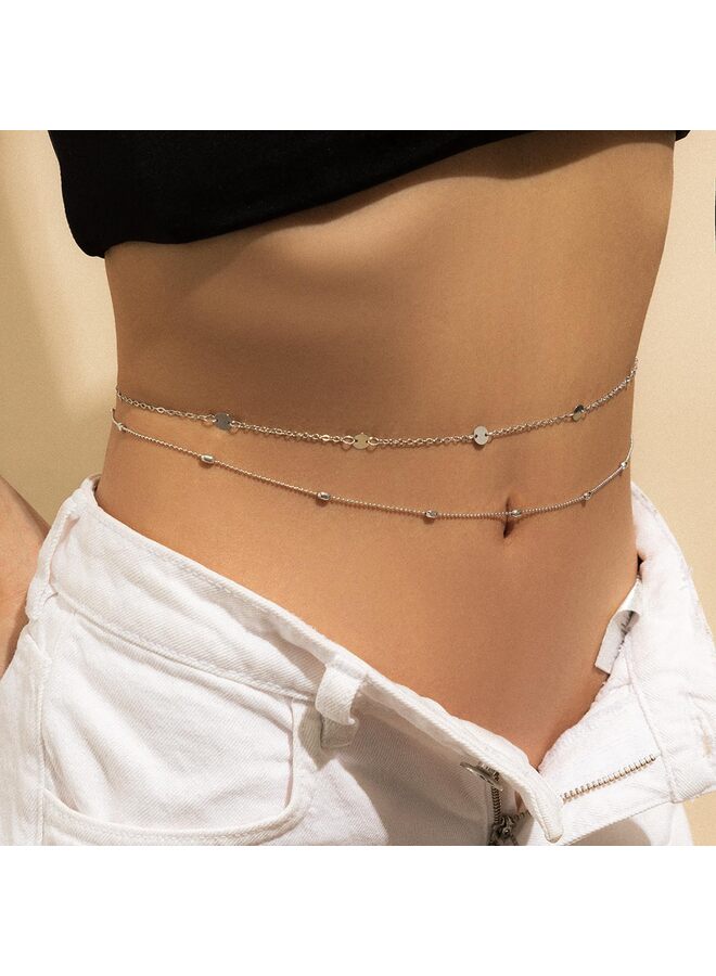 سلسلتان للجسم من قطعتين، سلاسل خصر مرصعة بأحجار الراين من Ocean Jewelry مطلية بالذهب عيار 18 قيراطًا للنساء، سلسلة بطن متعددة الطبقات للخصر، سلسلة خصر متعددة الطبقات قابلة للتعديل للنساء (GLOD) - Image 4