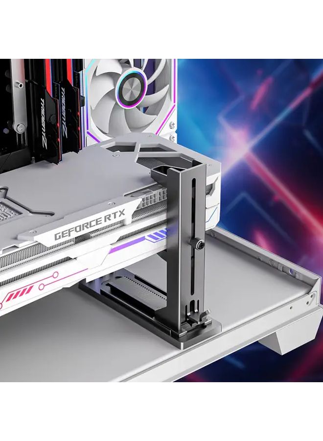 ABS Vertical GPU Support Stand Adjustable Anti-Slip Anti-Static White Desktop Computer Gaming Accessory Durable Construction Free Assembly - Image 3