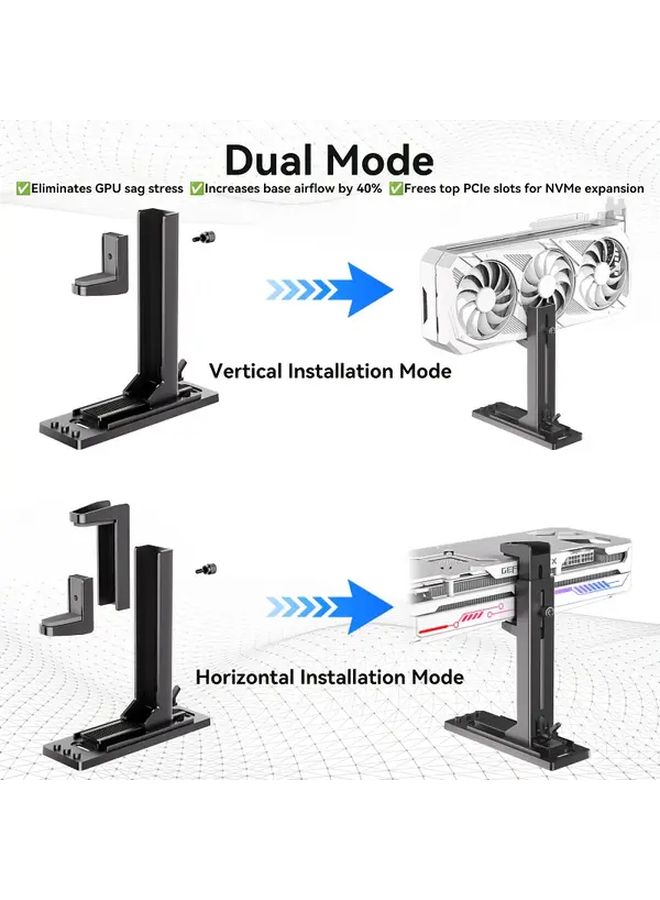 ABS Vertical GPU Support Stand Adjustable Anti-Slip Anti-Static White Desktop Computer Gaming Accessory Durable Construction Free Assembly - Image 4