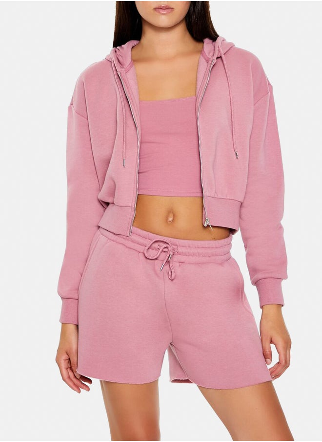 FOREVER 21 - Cropped Zip-Up Hoodie - Image 1