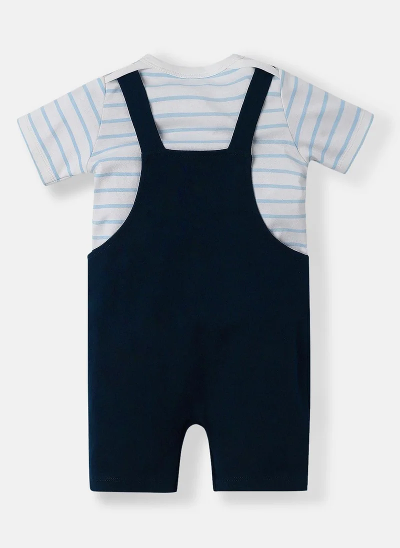 نوتيناتي سالوبيت قطن مطرز بالحيوانات للأطفال الرضع مع تي شيرت مخطط