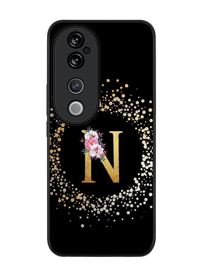 Stylizedd For vivo V40 5G /vivo V40 Pro Case,Slim fit Camera Protection, Shockproof Thin Phone cover - Custom Monogram Floral - N ( Black ) - Image 1