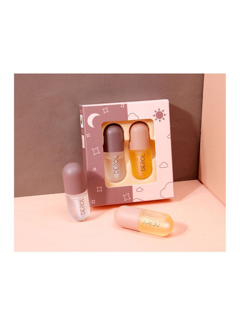 DEROL - Lip Plumper Set 2PCS Day and Night Maximizer Hydrating Lip Care Maximizer Volume Balm Extreme Buxom Plant Lip Essence Oil Treatment Serum for Dry Cracked Lips Hydrating Plumping Gloss Kit - Image 1