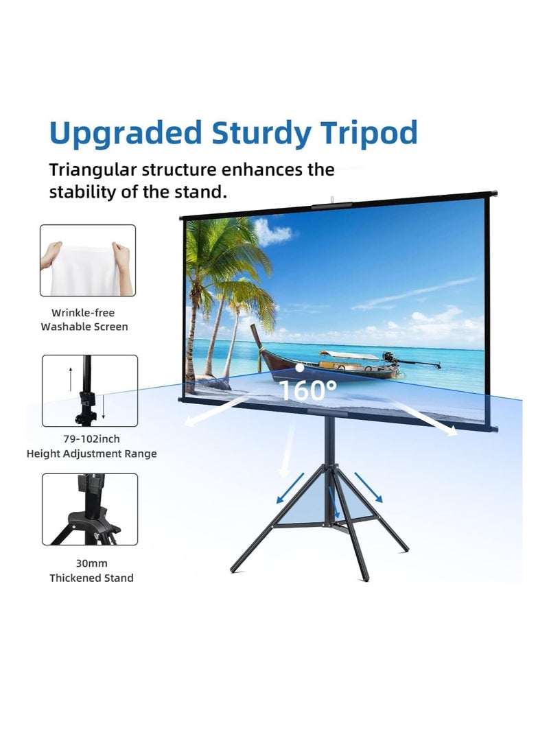 Generic Projector Screen with Stand, 100 Inch Movie Screen, 16:9 4K HD Projection Screen for Indoor Outdoor, Projector Screen and Stand with Bag for Home Theater Backyard Cinema (100)  - Image 3