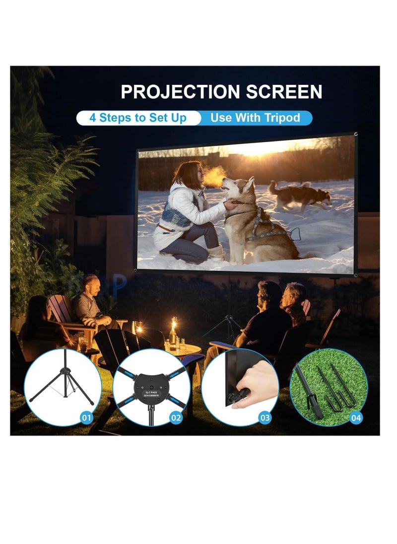 Generic Projector Screen with Stand, 100 Inch Movie Screen, 16:9 4K HD Projection Screen for Indoor Outdoor, Projector Screen and Stand with Bag for Home Theater Backyard Cinema (100)  - Image 4