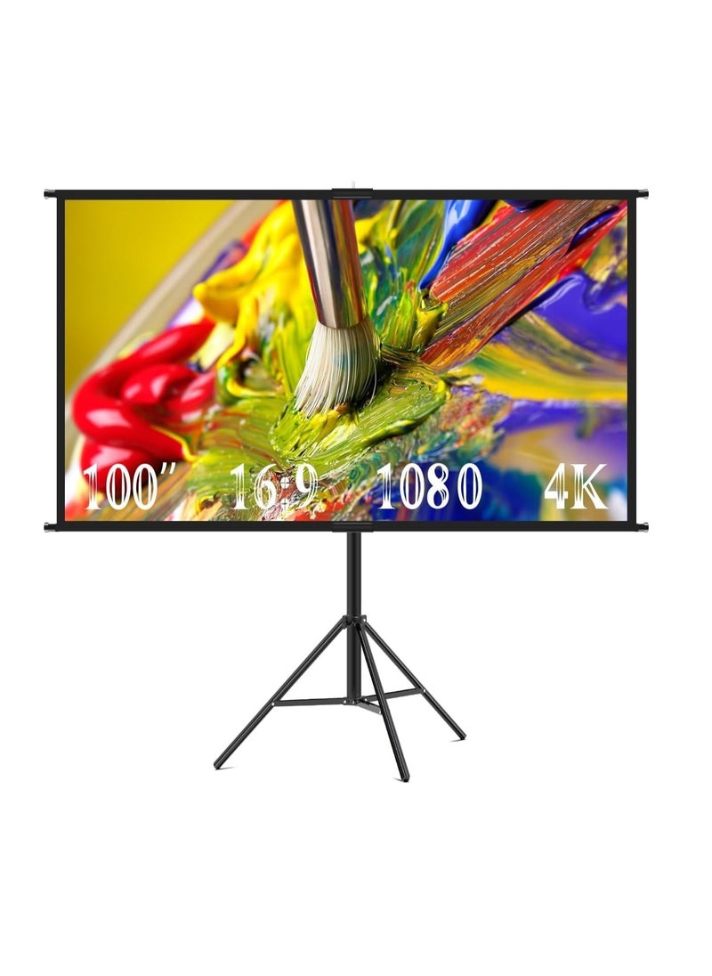 Generic Projector Screen with Stand, 100 Inch Movie Screen, 16:9 4K HD Projection Screen for Indoor Outdoor, Projector Screen and Stand with Bag for Home Theater Backyard Cinema (100)  - Image 1